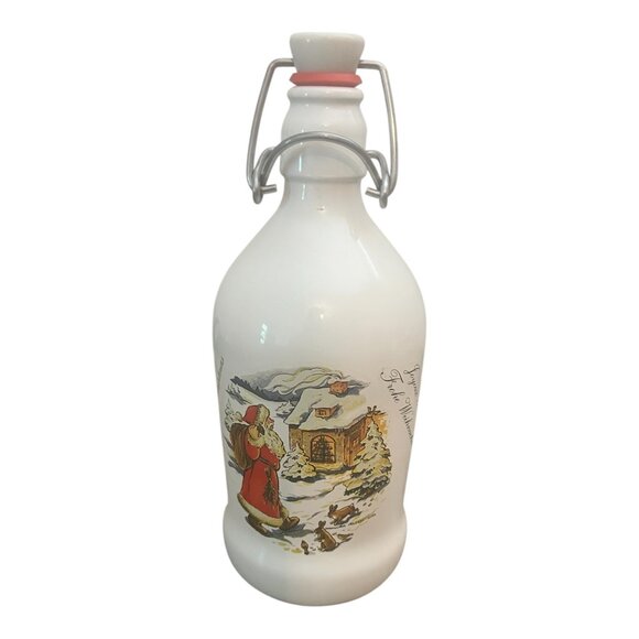 Vintage German Christmas Santa Beer Bottle 8" Franz Joseph Jubelfest Stein Jug - Picture 1 of 8